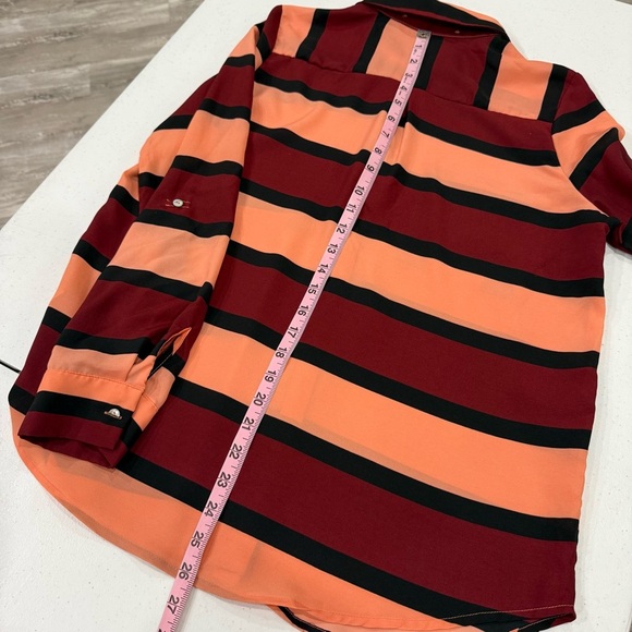 Alice Blue Stitch Fix Blouse Long Sleeve with Tabs Multicolor Stripes Women’s M - Picture 9 of 12